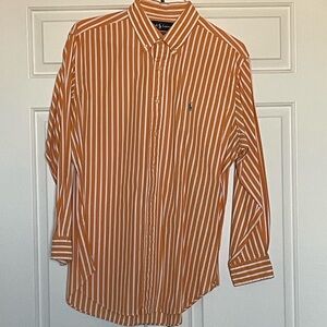 Ralph Lauren Casual Orange and White Striped Button Down Shirt